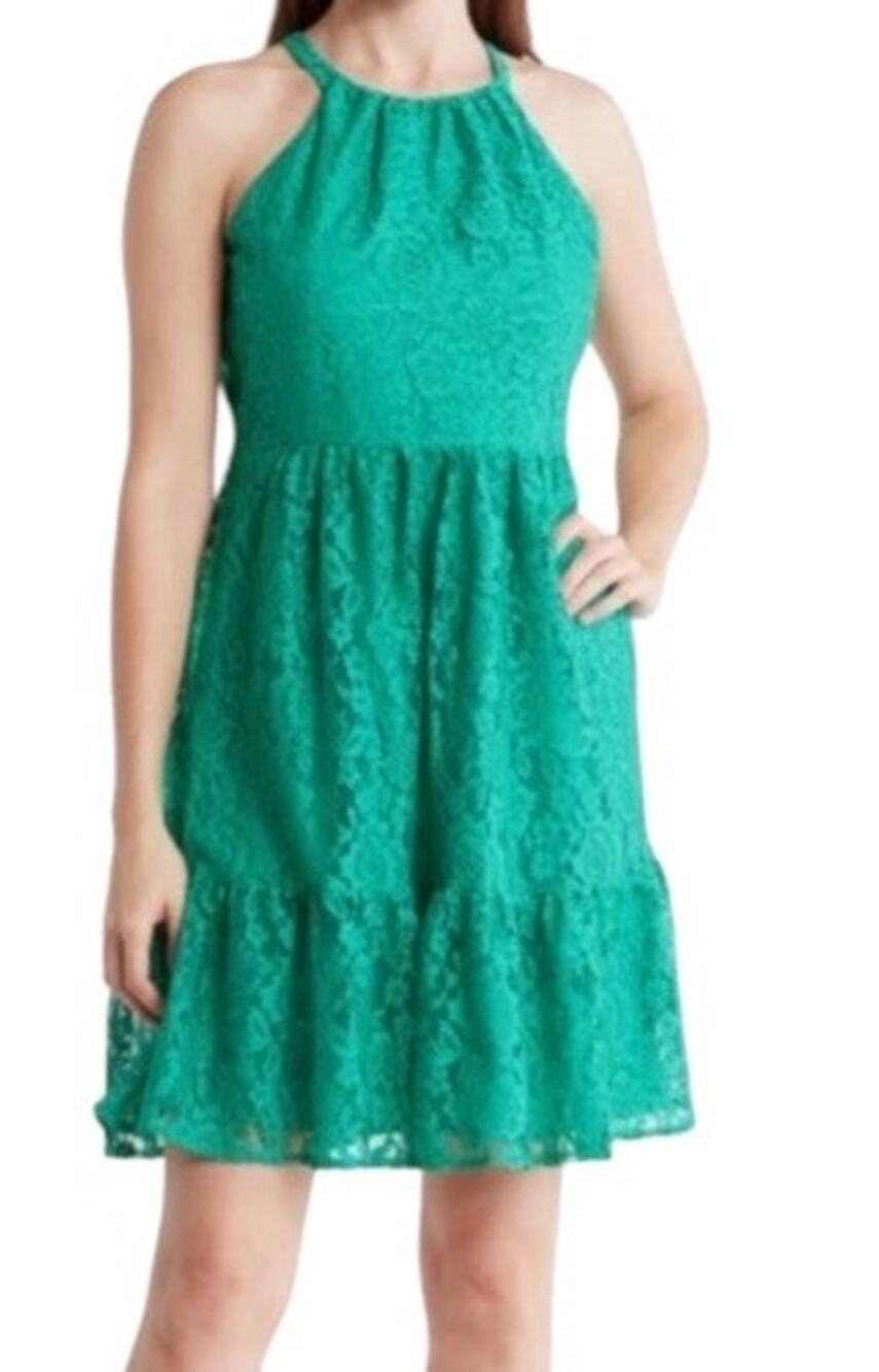 Vince Camuto dress Halter neck sleeveless lace green size 6